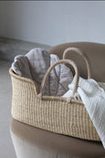 Handmade Baby Basket in Ecru from Ghana with Shell Mattress Small