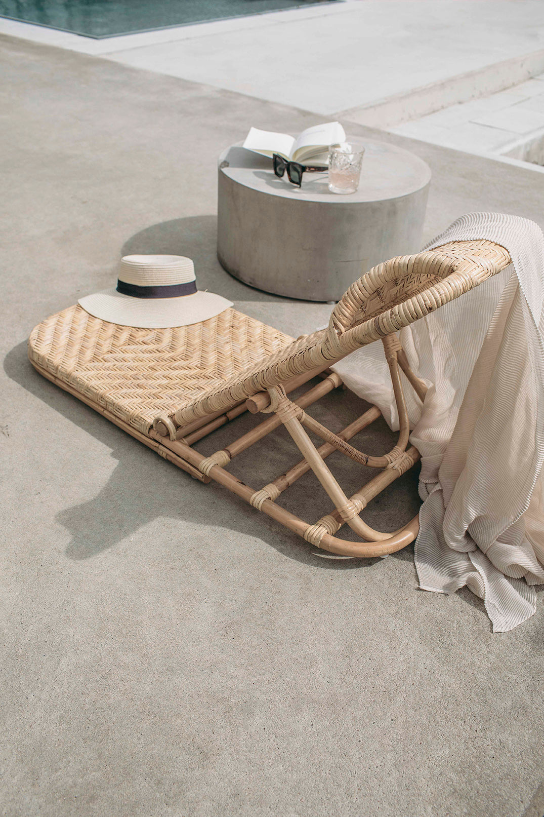 Original foldable Sunbed in Rattan A Beach Lounge Chair The Straw