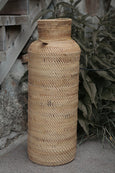 Rattan Vase outside from the front in natural rattan