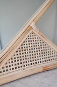 Squared Rattan Mirror Close-up on natural eco rattan details