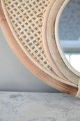 Round Rattan Mirror Close-up on detail